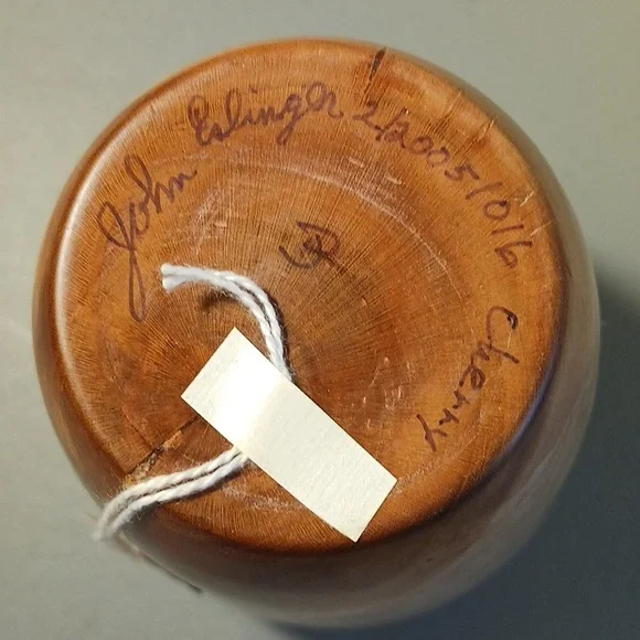 Cherry Wood Vase Hand Carved One-of-a-kind #eshopchicago Wooden Turned Art - Picture 6 of 7
